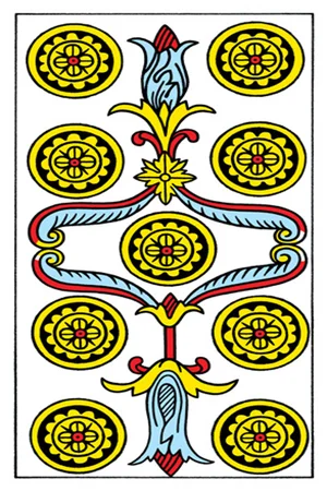 Meaning of card Nine of Pentacles - Free Tarot at Tarot Center Card Nine of Pentacles at Tarot Center - Free Tarot