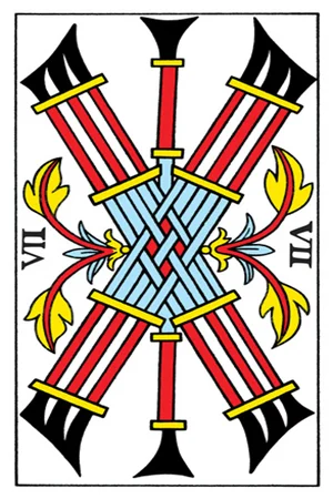 Meaning of card Seven of Wands - Free Tarot at Tarot Center Card Seven of Wands at Tarot Center - Free Tarot