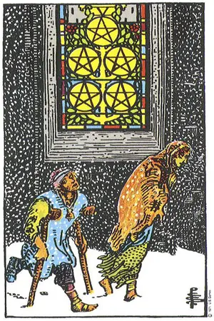 Meaning of card Five of Pentacles - Free Tarot at Tarot Center Card Five of Pentacles at Tarot Center - Free Tarot