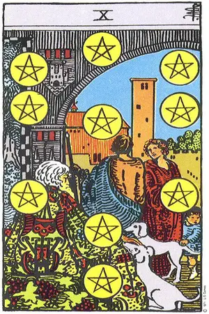 Meaning of card Ten of Diamonds - Free Tarot at Tarot Center Card Ten of Diamonds at Tarot Center - Free Tarot
