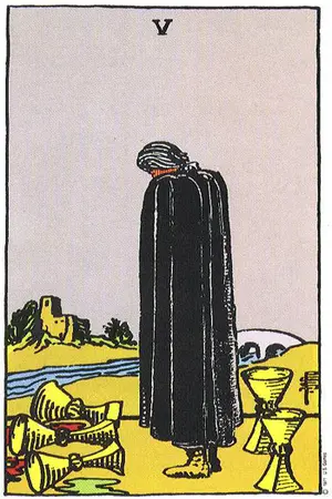 Meaning of card Five of Cups - Free Tarot at Tarot Center Card Five of Cups at Tarot Center - Free Tarot