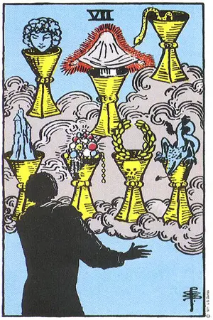Meaning of card Seven of Cups - Free Tarot at Tarot Center Card Seven of Cups at Tarot Center - Free Tarot