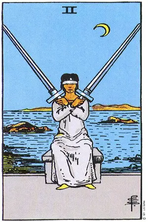 Meaning of card Two of Swords - Free Tarot at Tarot Center Card Two of Swords at Tarot Center - Free Tarot