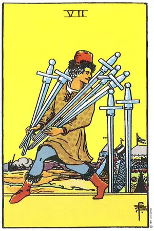Meaning of card Seven of Swords - Free Tarot at Tarot Center Card Seven of Swords at Tarot Center - Free Tarot
