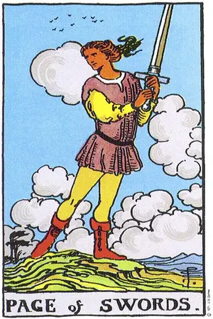 Meaning of card Page of Swords - Free Tarot at Tarot Center Card Page of Swords at Tarot Center - Free Tarot