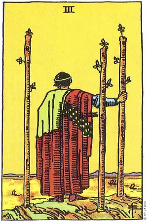 Meaning of card Three of Wands - Free Tarot at Tarot Center Card Three of Wands at Tarot Center - Free Tarot