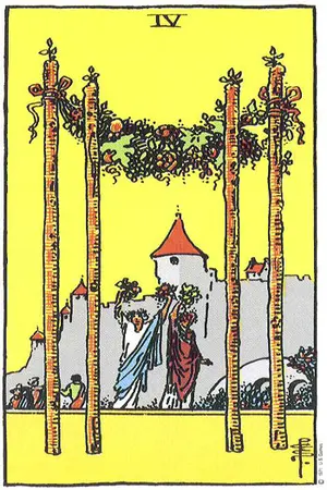 Meaning of card Four of Wands - Free Tarot at Tarot Center Card Four of Wands at Tarot Center - Free Tarot