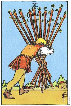 Meaning of card Ten of Wands - Free Tarot at Tarot Center Card Ten of Wands at Tarot Center - Free Tarot
